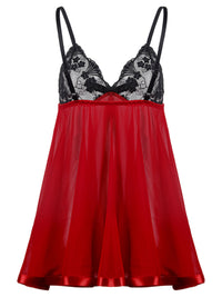 <tc>PLUS SIZE KOMPLET SPODNJEGA PERILA S ČIPKASTIM NEDRČKOM CATHERINE rdeče s črno</tc>