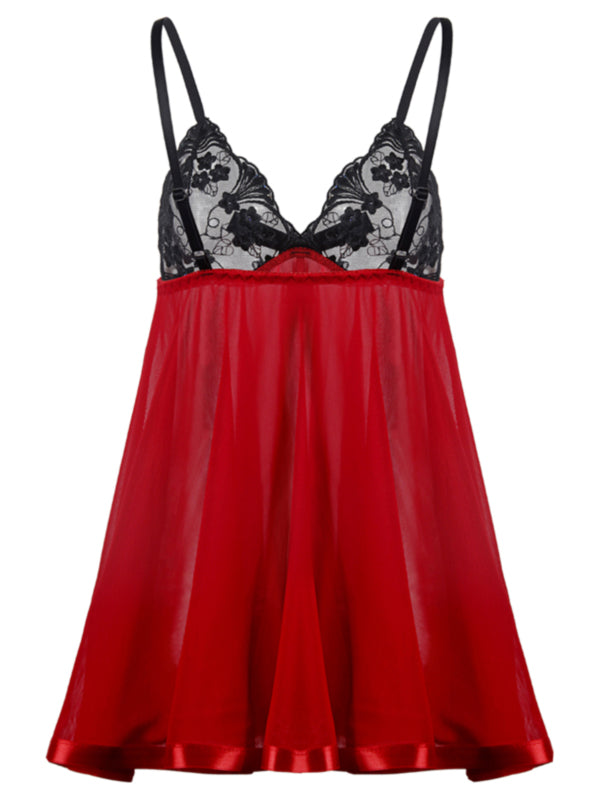 <tc>PLUS SIZE KOMPLET SPODNJEGA PERILA S ČIPKASTIM NEDRČKOM CATHERINE rdeče s črno</tc>