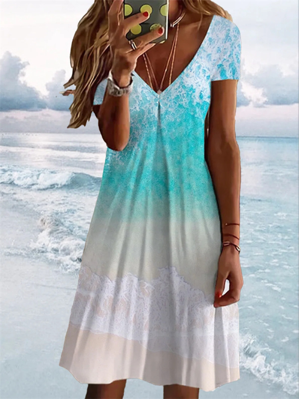 SUMMER DRESS KERENZA white and light blue MANZARA
