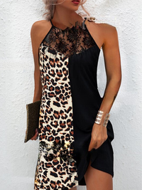ELEGANT DRESS LACOYA black and leoprad