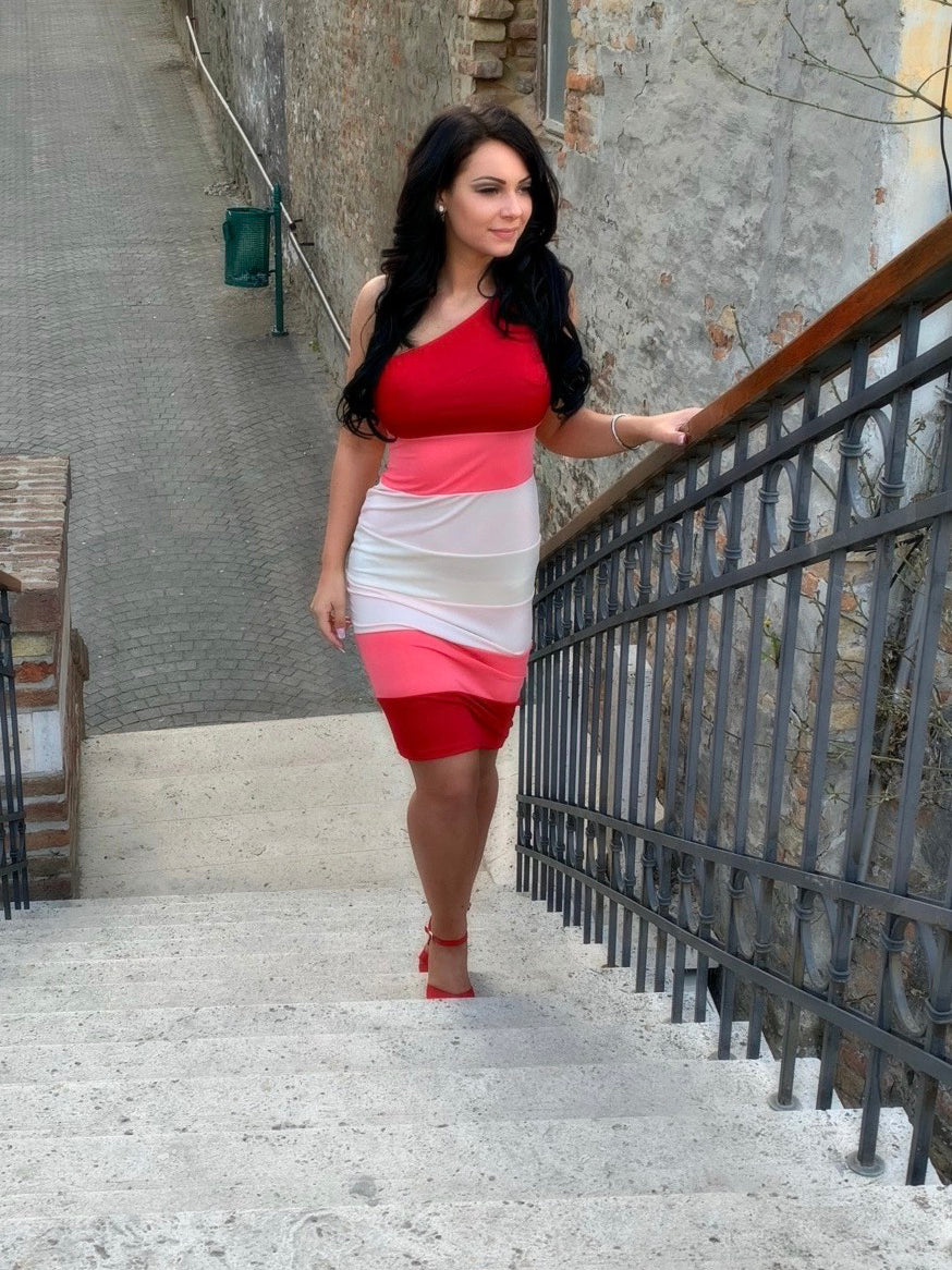 MIDI OBLEKA NA ENO RAMO TRACY večbarvna