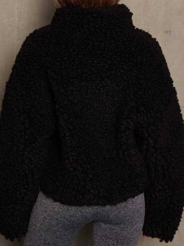 CROPPED FLUFFY JACKET GETRION BLACK