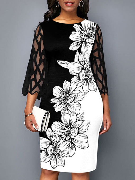 ELEGANT MINI DRESS KIONA black and white