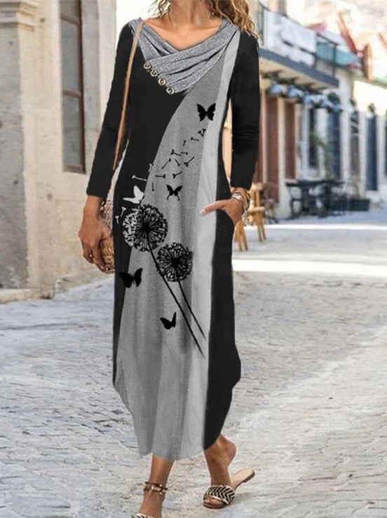 ELEGANTNA OBLEKA BARBIE črno-siva