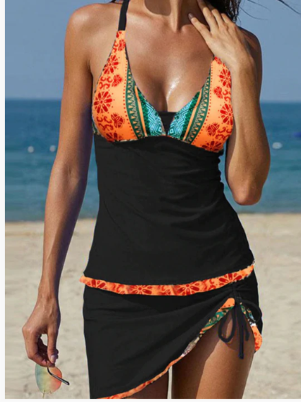 TANKINI KAMERON črne in oranžne barve