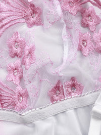 PLUS SIZE UNDERWEAR SET WITH LACE BRA CATHERINE white with pink