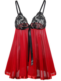 PLUS SIZE UNDERWEAR SET WITH LACE BRA CATHERINE red with black