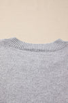 Gray Star Pattern Drop Shoulder Sweater