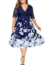 OBLEKA PLUS SIZE KORNELIA temno modra