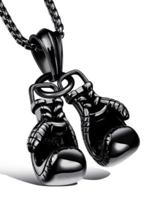 METAL NECKLACE WITH BOXING GLOVES BYRON black
