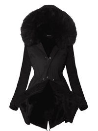 <tc>Parka kabát Marjory čierny s čiernou kožušinou</tc>