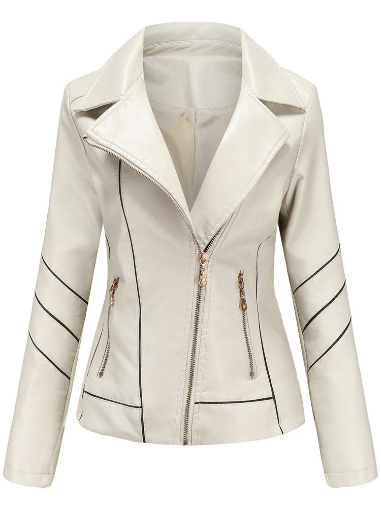 LEATHER IMATATION JACKET GINNIE beige