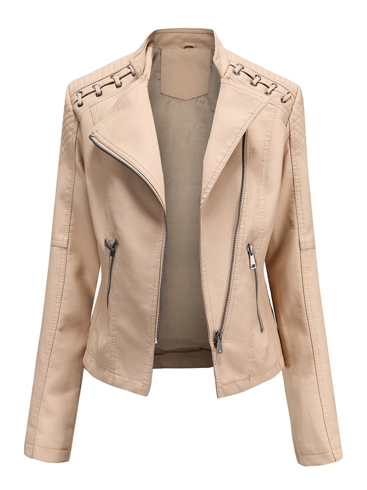 LEATHER IMITATION JACKET GINEVRA khaki