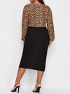 PLUS SIZE ELEGANT DRESS CHERYLLE black and leopard