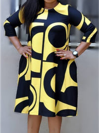 PLUS SIZE DRESS MAYSY black and yellow