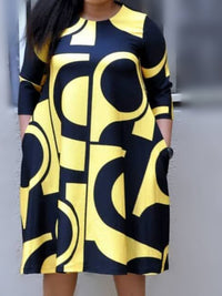 PLUS SIZE DRESS MAYSY black and yellow