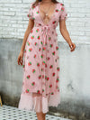 ELEGANT DRESS WITH STRAWBERRIES RUBINIA pink