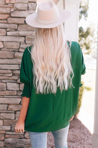 Green Smocked Wrist Shift Top