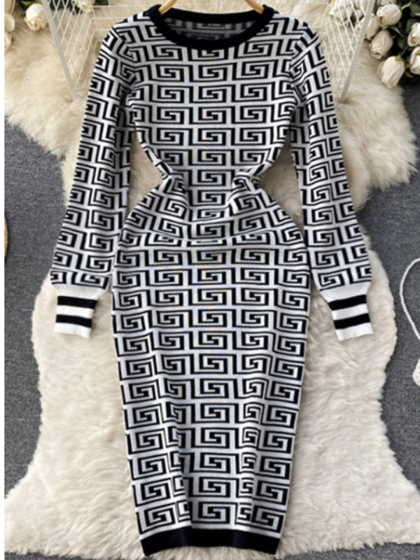 ELEGANT DRESS TATIANA black and white