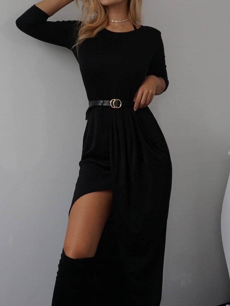 LONG ASYMMETRIC DRESS JENNIFER black