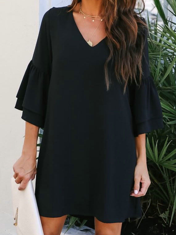 MINI DRESS WITH RUFFLE SLEEVES DOROTHY black