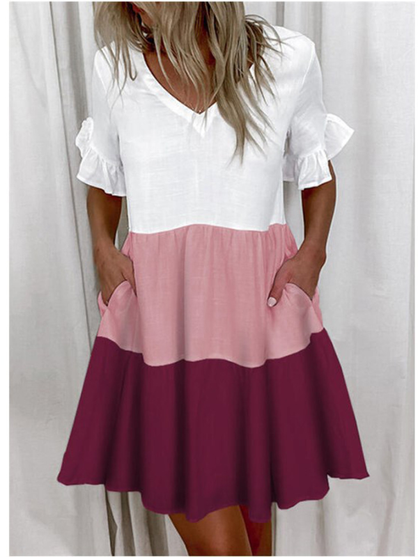SUMMER DRESS VELORAH pink and white