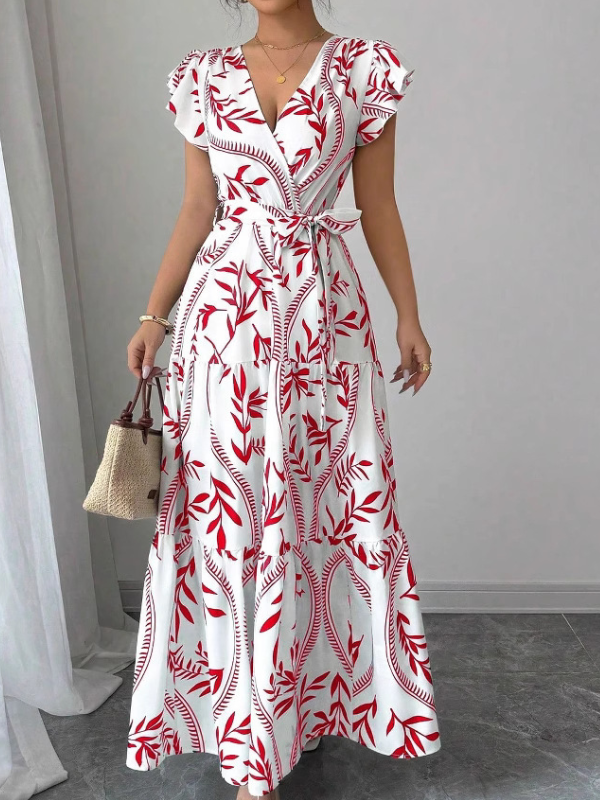<tc>ELEGANTNA OBLEKA MAHIKA rdeče-bela </tc>