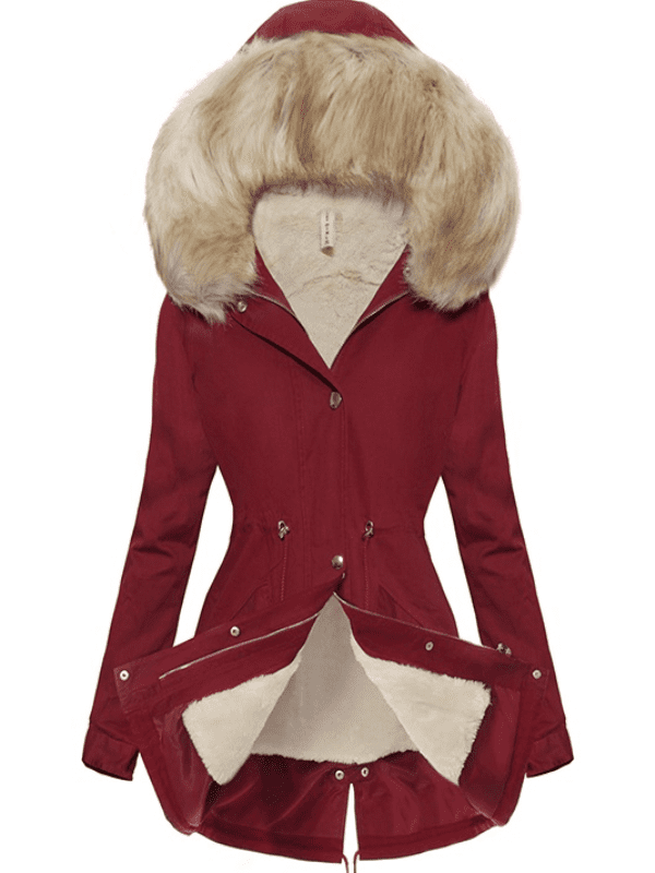 JACKET ENRIQUETA burgundy with beige fur