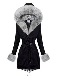 PARKA JACKET MARJORIE black with grey fur