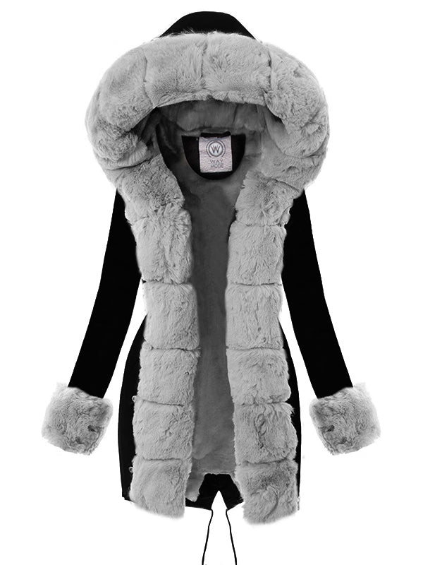 PARKA JACKET MARJORIE black with grey fur