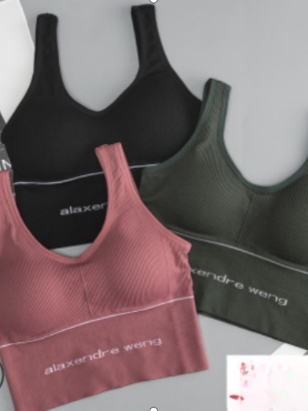 3 PIECE SET OF BRAS black red grey