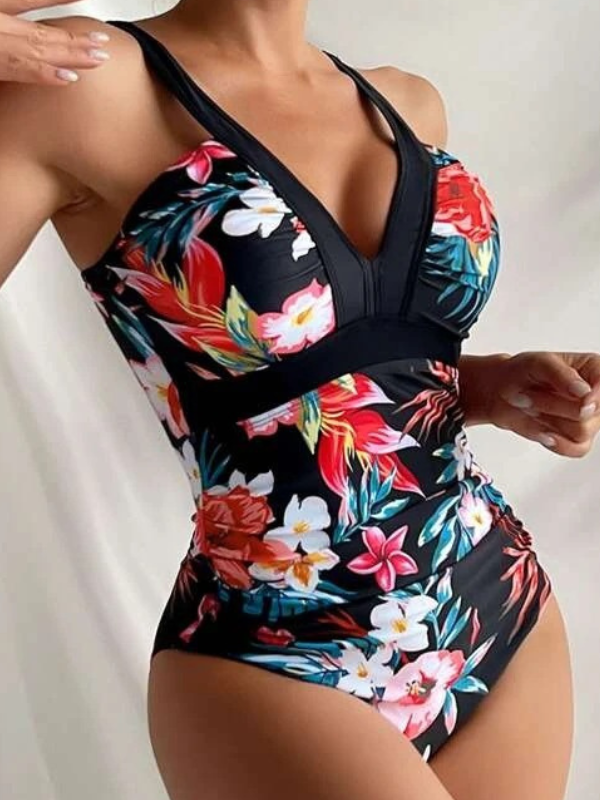 Monokini freya črna multicolor