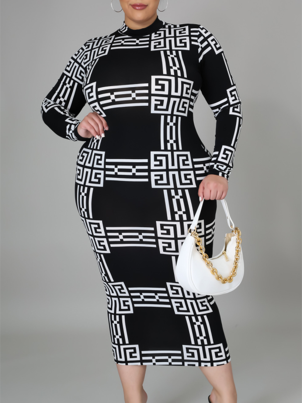<tc>Plius dydžio elegantiška suknelė Clementya juodai balta</tc>
