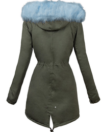 PARKA JACKET KAKI WITH BLUE FUR HAVAN