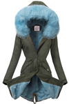 PARKA JACKET KAKI WITH BLUE FUR HAVAN