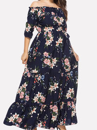 MAXI OBLEKA PLUS SIZE VICTORIA temno modra