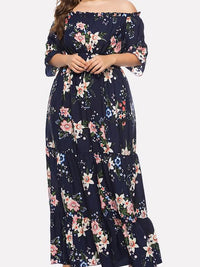 MAXI OBLEKA PLUS SIZE VICTORIA temno modra