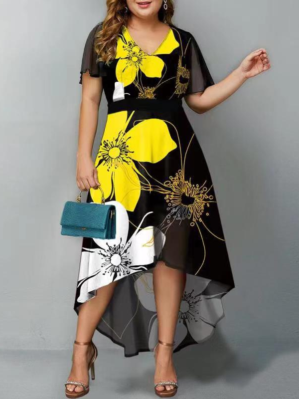 ELEGANT DRESS ELINNA black and yellow