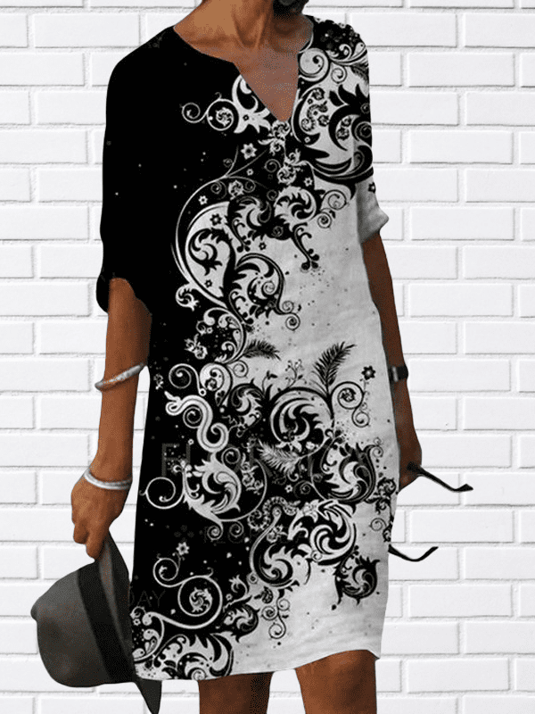 ELEGANT DRESS RENIDA black and white