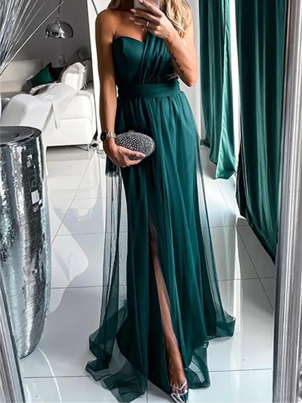 ELEGANT DRESS SESAME dark green