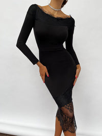 ELEGANT DRESS WITH LACE ODENA black