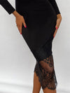 ELEGANT DRESS WITH LACE ODENA black