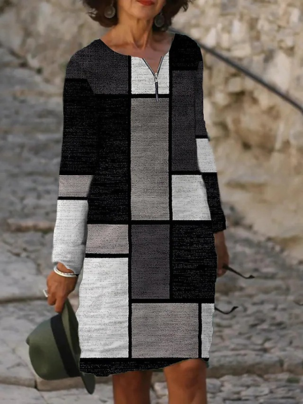 ELEGANT DRESS MELONA black and grey
