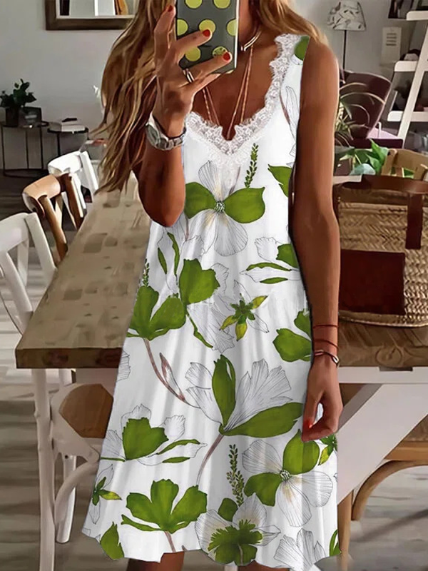 SUMMER DRESS SIBLEY white and green