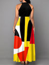 <tc>Elegantiška suknelė Keleos geltona, juoda ir raudona</tc>