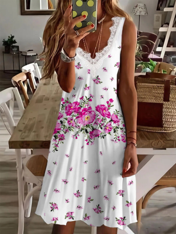 ELEGANT DRESS DENIELLE white and pink