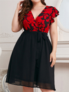 <tc>Elegantiška suknelė Eldoris juoda ir raudona</tc>