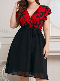 <tc>Elegantiška suknelė Eldoris juoda ir raudona</tc>