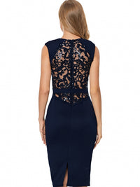 ELEGANT LACE MIDI DRESS GLEDA dark blue