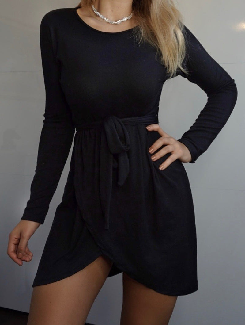 MINI DRESS WITH BELT BARBARA black